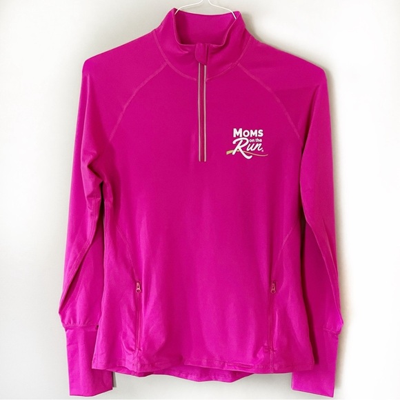Quarter Zip Pullover Running Shirt Top Hot Pink Medium Moms on the Run Athletic - Picture 1 of 10
